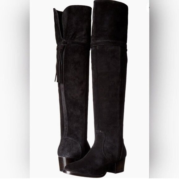 #88 FRYE Black Suede Leather Clara OTK Over The Knee Slouch Boot Size 8.5 M - Picture 1 of 16